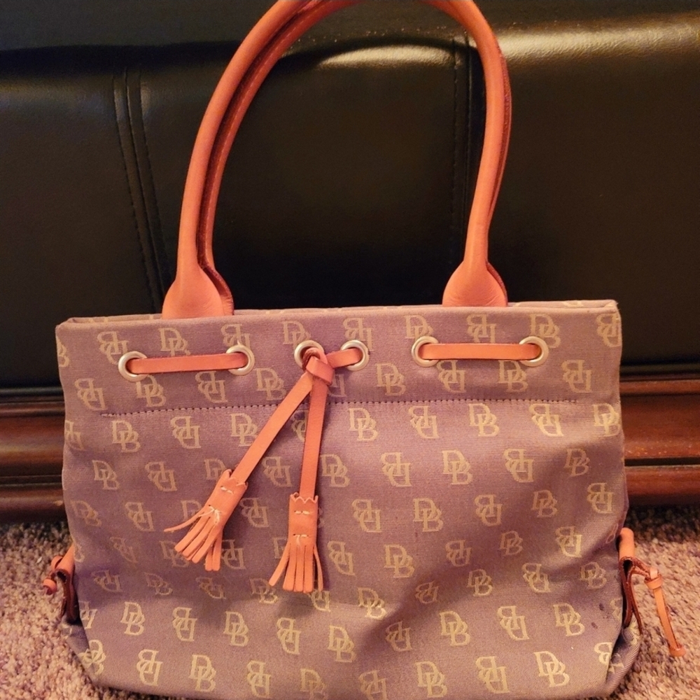 Dooney & Bourke Purple and Tan Tote with Structured Elegance